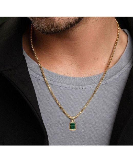 Nialaya Metallic Sterling Necklace With Two-In-One Malachite & Onyx Pendant for men