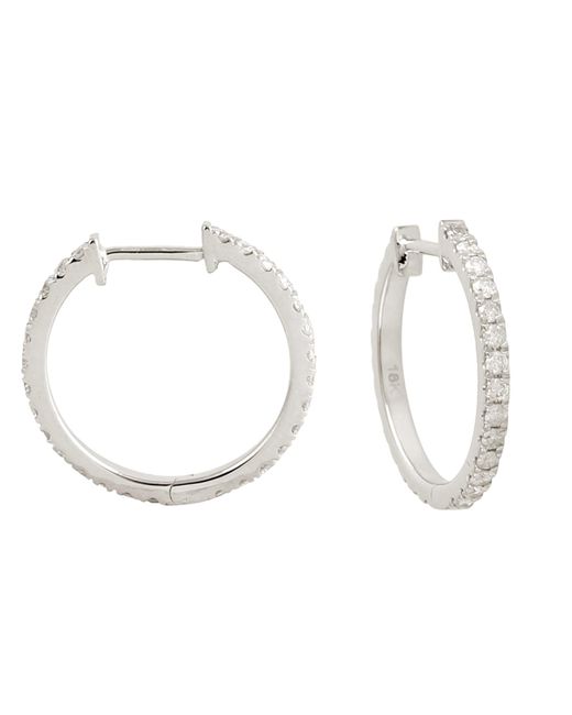 Artisan Metallic Solid 18k Gold Micro Pave Natural Diamond Classic Hoop Earrings