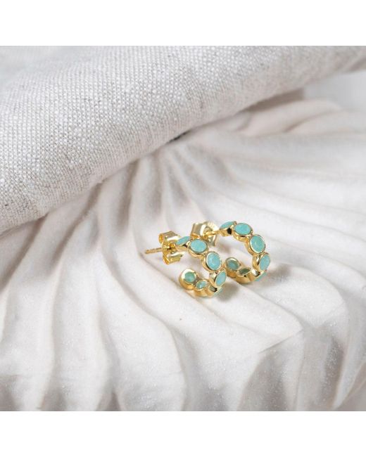 Auree Jewellery Metallic Ortigia Mini Amazonite & Vermeil Hoop Earrings