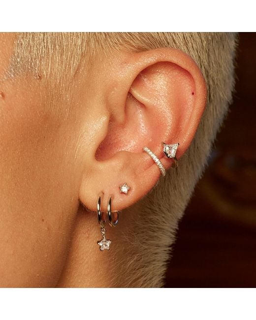 Scream Pretty Metallic Illusion Hoop Earrings With Star Drop