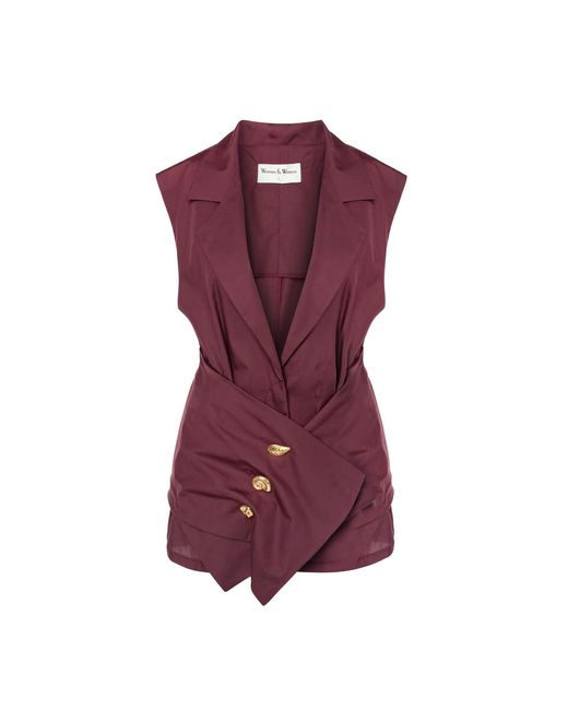 Women & Women Purple Plum Cotton Vest Shirt With Decorative Belt
