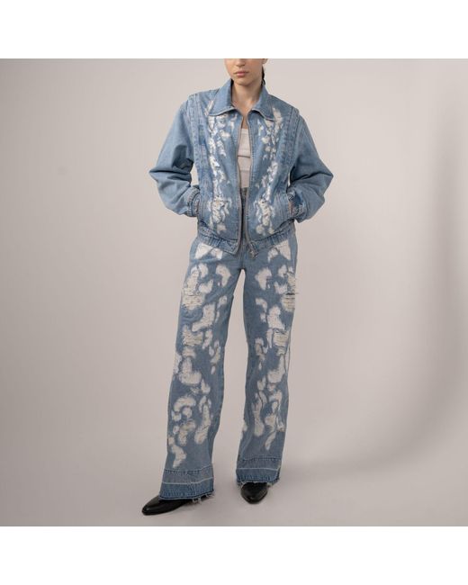 Born in Exile Blue Destroyed Zipped Denim Jacket