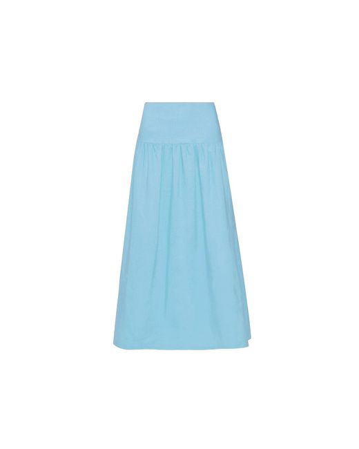 Avenue 8 Blue Linen Midi Skirt