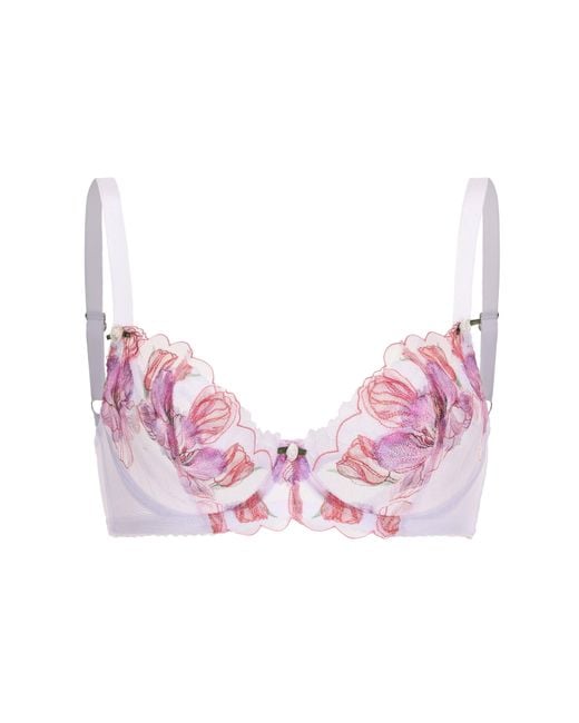 Amour D'agnette Pink Stephanie Dual Layer Orchid Embroidery Plunge Bra