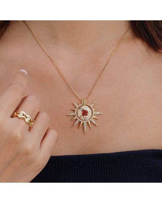 Vanimy Metallic Radiant Light Of Truth Octagon Sunburst Necklace