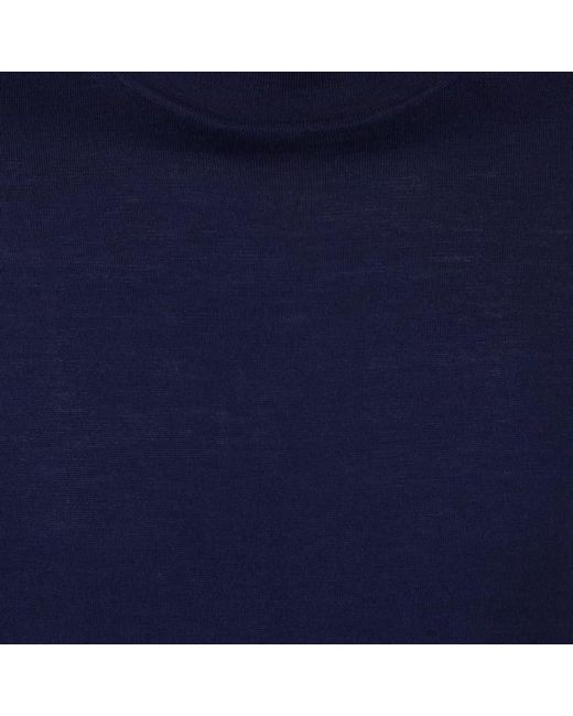 DAVID WEJ Blue Dixon Light Wool Roll Neck Jumper – for men