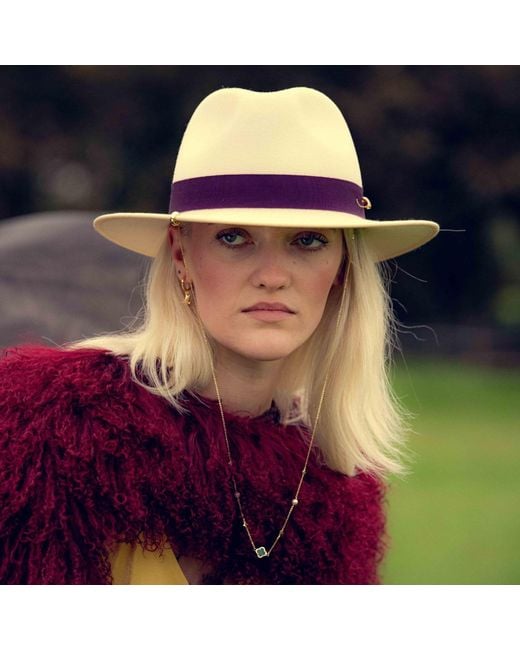 Shaded the Label Pink Herra Seashell Fedora Hat With Sterling Jewellery