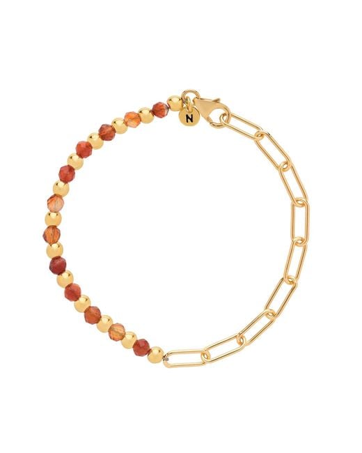 Nellou Jewellery Metallic Carnelian Gem Shine Bracelet Plated Sterling
