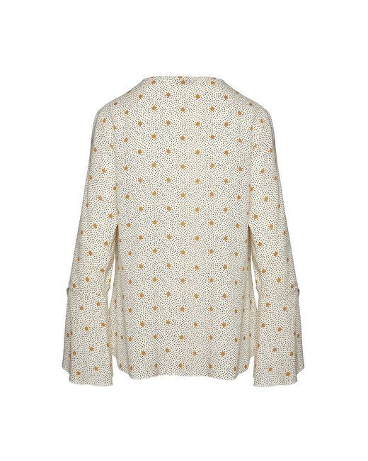 Conquista White Neutrals Loose Fitting Print Top With Ties