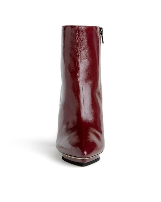 Beautiisoles by Robyn Shreiber Made in Italy Purple Tessa Burgundy Shiny Patent Leather Work Or Day Platfrom Chunky Heel Ankle Bootie