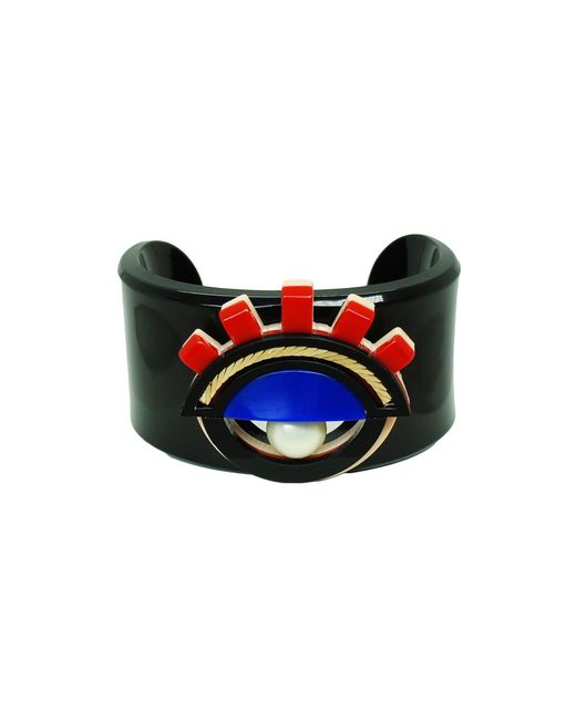Gissa Bicalho Black Handmade Acrylic Bracelet Eye