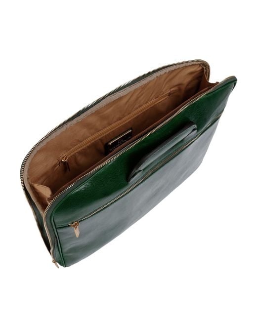 Time Resistance Green Leather Briefcase Laptop Bag for men