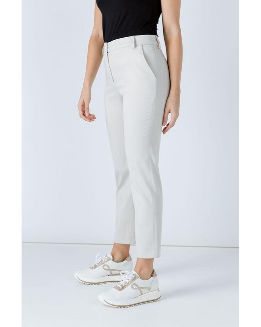 Conquista Gray Neutrals Sand Colour Fitted Stretch Pants