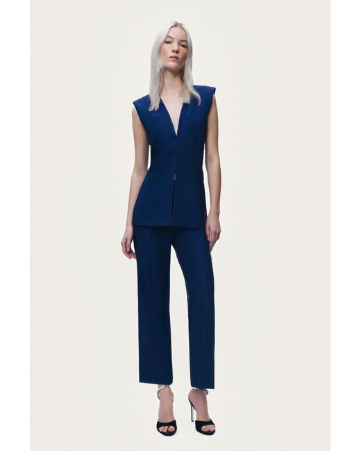 Nocturne Blue Padded V-Neck Vest