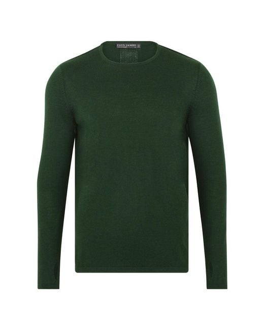 Paul James Knitwear Green Heavyweight Merino Activewear Training Kratos Top for men