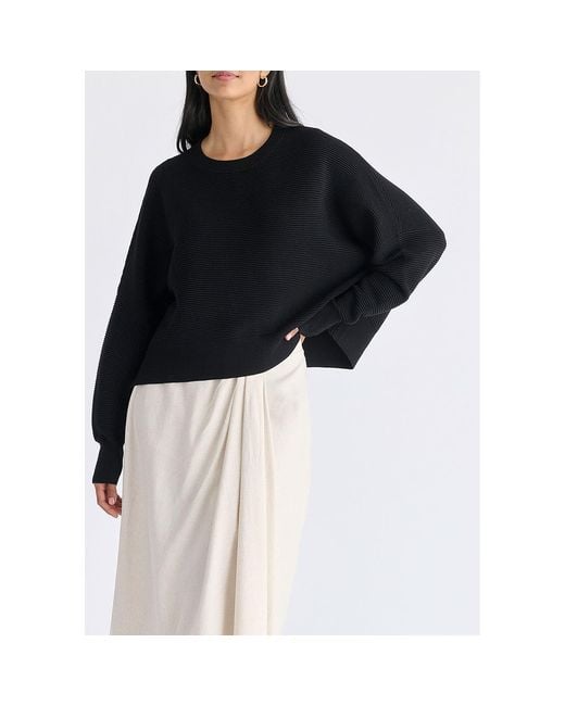 Paisie Black Cropped Ribbed Jumper