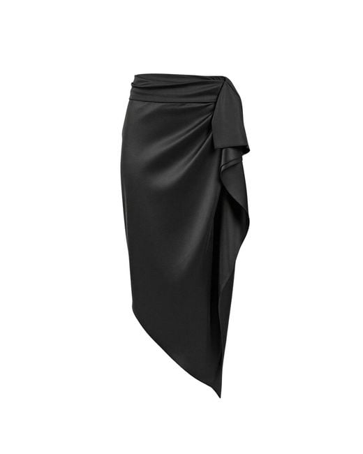 IZABELA MANDOIU Black Asymmetric Draped Skirt