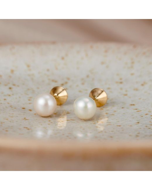 Posh Totty Designs Metallic Gold Pearl And Cz Stud Earrings