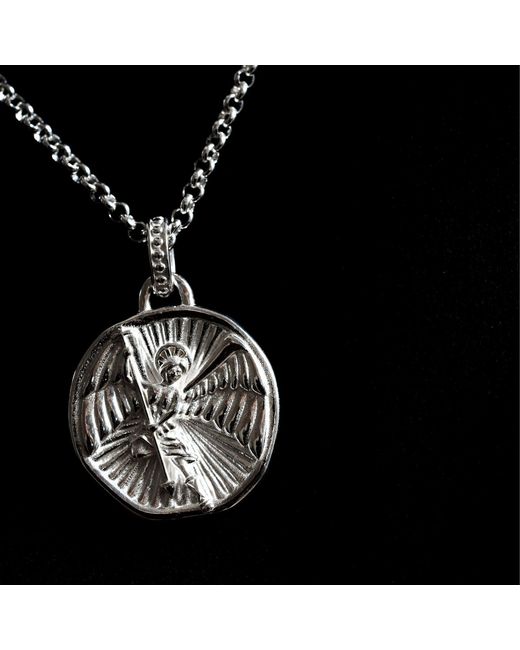 Dower & Hall Metallic St. Michael Talisman Necklace for men