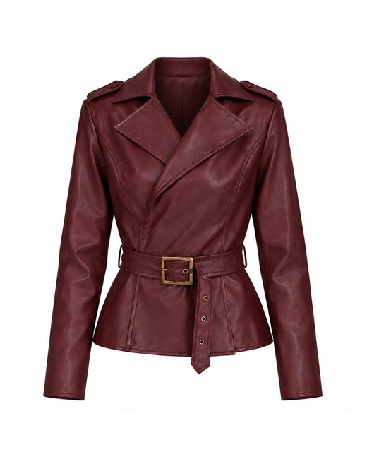 34B Red Nikki Vegan Leather Moto Jacket
