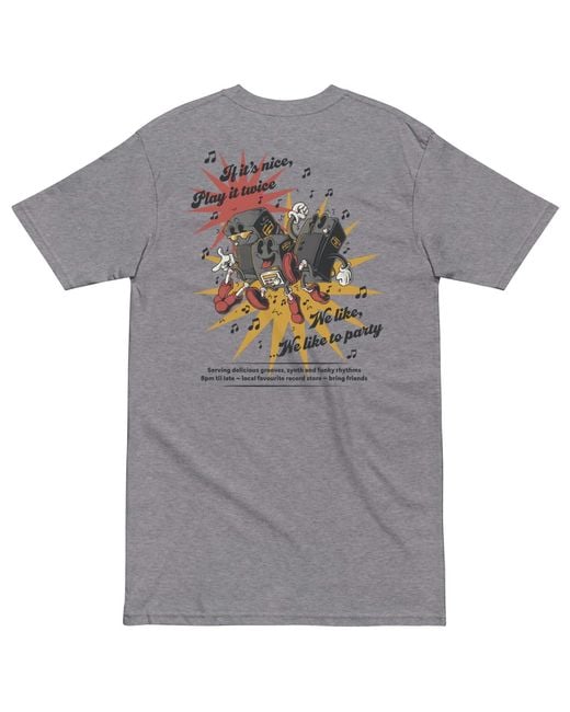 Anchor and Crew Gray Heather If It's Nice Play It Twice Disco! Cotton Embroidered Oversized T-Shirt for men