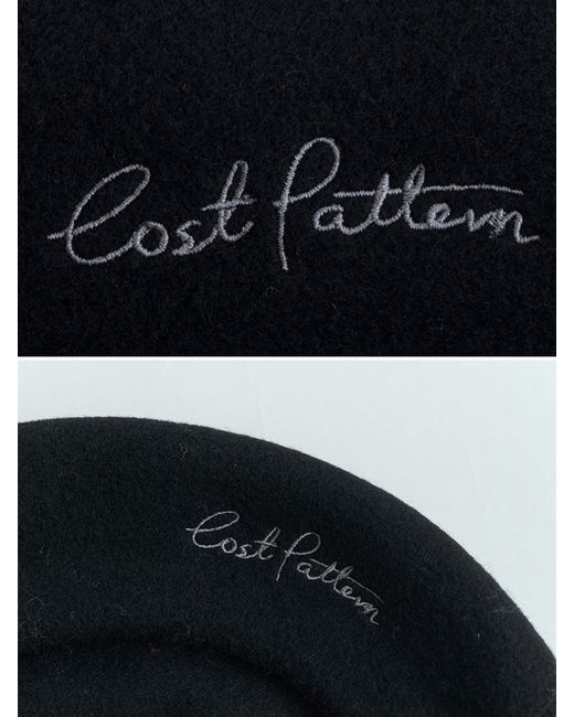 Lost Pattern Black Bon Chic Wool Beret