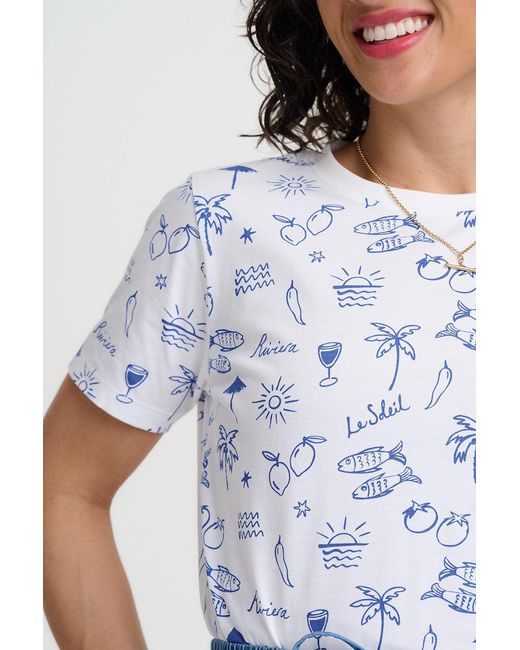 Sugarhill White Maggie T Shirt Off, Dolce Vita Print