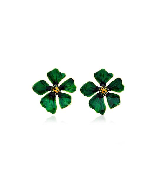 Milou Jewelry Green Wild Rose Flower Earrings