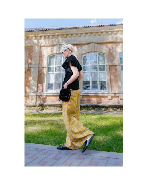 Julia Allert Yellow Button Front Palazzo Trousers