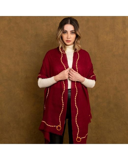 Heritagemoda Red Handmade Burgundy Jewel Tone Pashmina Luxury Scarf