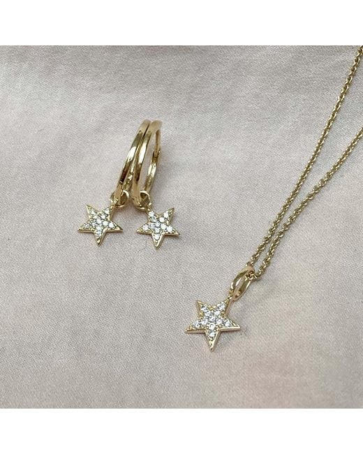 Zohreh Metallic Celestial Diamond Star Hoop Earrings 9K