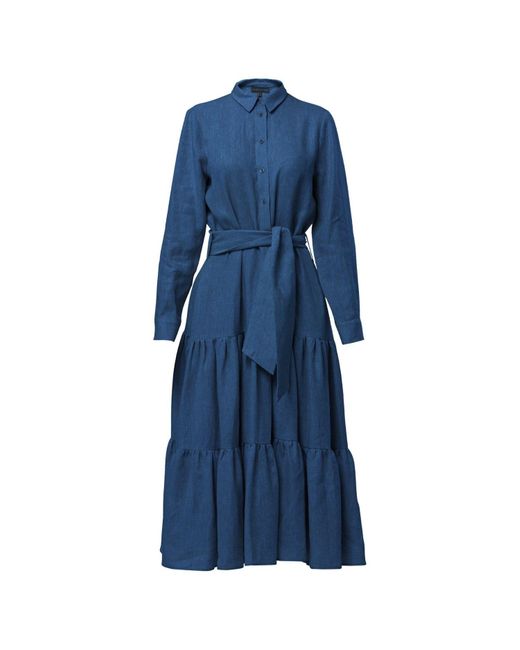 Helen Mcalinden Blue Adele Borage Linen Dress