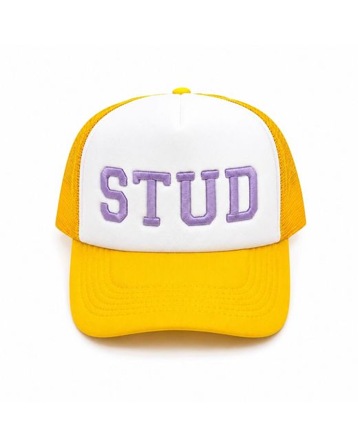 Julia Clancey Yellow Stud Lilac Trucker Cap for men