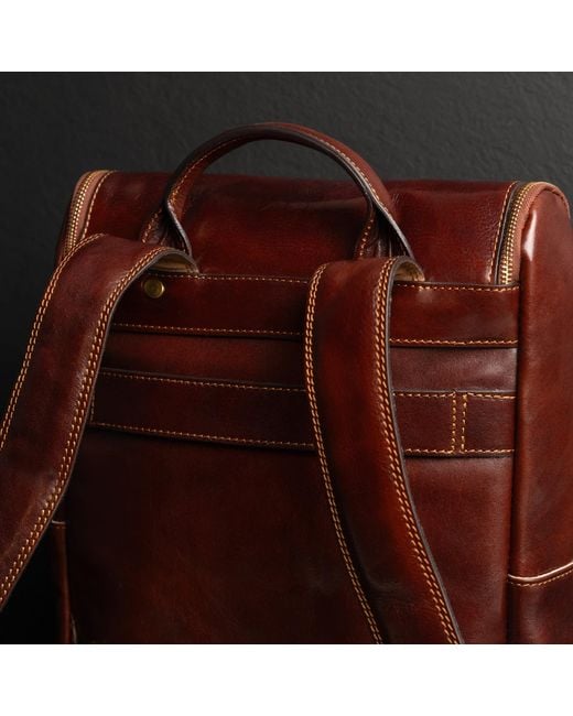 Time Resistance Brown Large Leather Backpack for men
