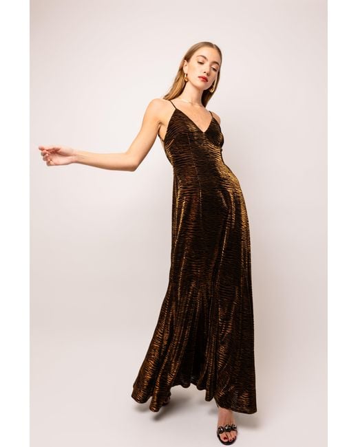 Amy Lynn Natural Talia Tiger Velvet Burnout Maxi Dress