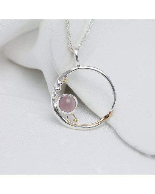Isla Silver Metallic Rose Quartz Sterling Pendant