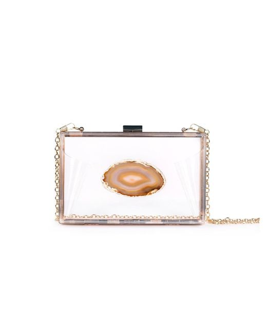 Christina Greene White Neutrals Agate Game Day Clutch Natural