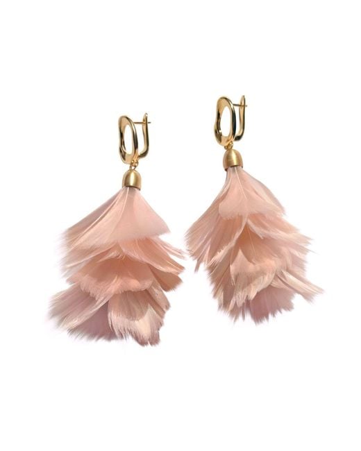 Babaloo Pink Feather Cascade Earrings
