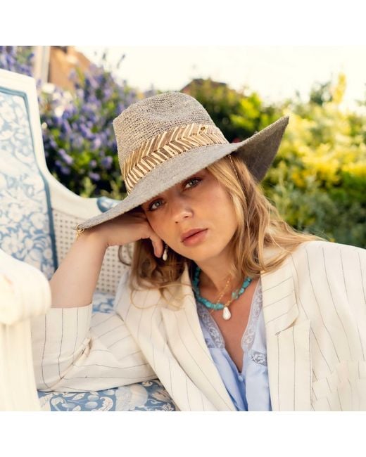 Shaded the Label Brown Willowmere Pebble Straw Fedora Hat