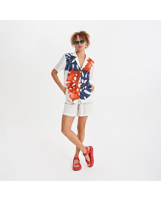 Lalipop Design White Relaxed Cotton Drawstring Shorts