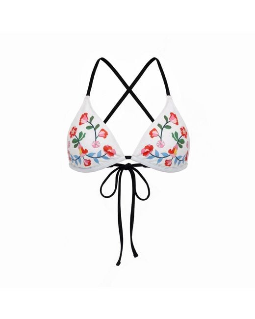 Jessie Zhao New York Pink Wild Rose Reversible Triangle Bikini Top