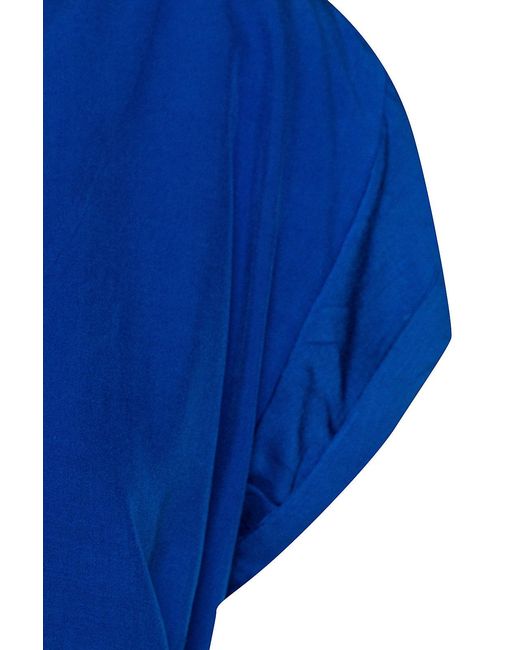 Conquista Blue Electric Cap Sleeve Top Scoop Neckline
