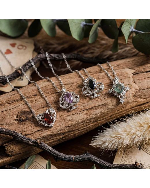 Azura Jewelry New York Metallic Leafy Spade Amethyst Necklace Vermeil