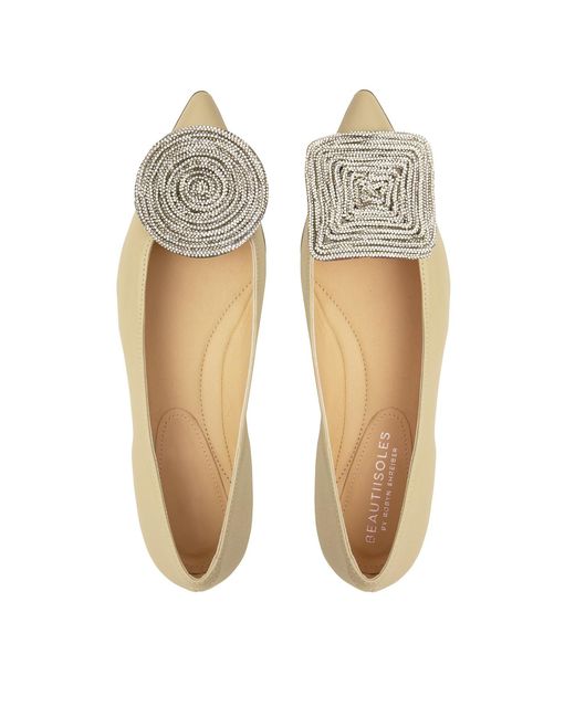 Beautiisoles by Robyn Shreiber Made in Italy Multicolor Neutrals Bonnie Leather Flat With Charm Work Wedding Evening Bridal Comfortable Ballerina