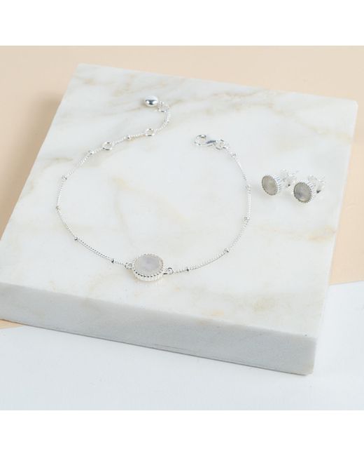 Auree Jewellery Metallic Barcelona Silver June Birthstone Stud Earrings Moonstone