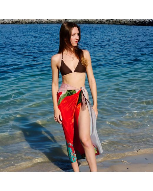 DHARA SHETH DUBAI Red Coral Mirage Tube-Style Sarong