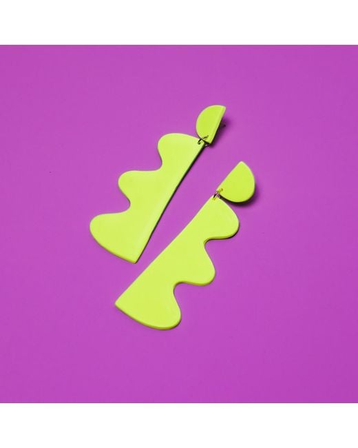 By Chavelli Yellow Wiggles Dangly Earrings