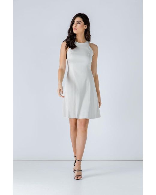 Conquista White A Line Sleeveless Sand Dress