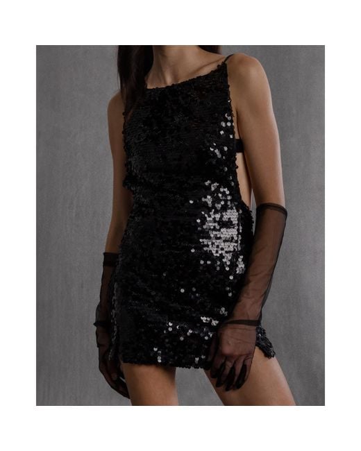 Aisl Black Sequin Mini Dress