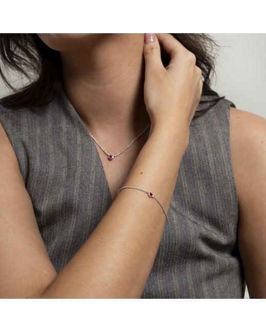 Dower & Hall Metallic Single Ruby Dewdrop Chain Bracelet
